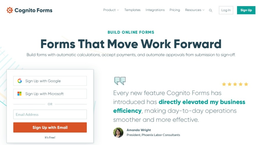 Screenshot of cognitoforms.com