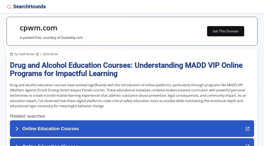 Screenshot of cpwm.com