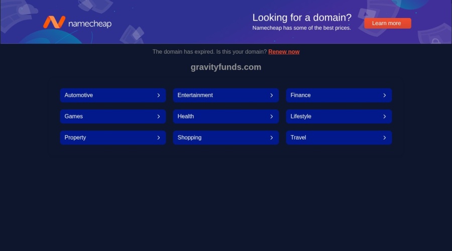 Screenshot of gravityfunds.com