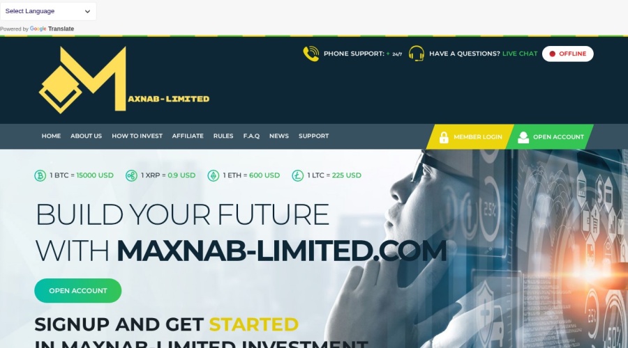 Screenshot of maxnab-limited.com