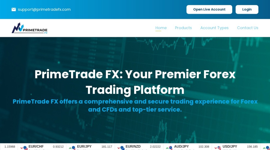 Screenshot of primetradefx.com