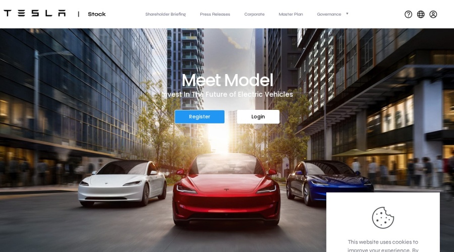 Screenshot of teslastockoption.com