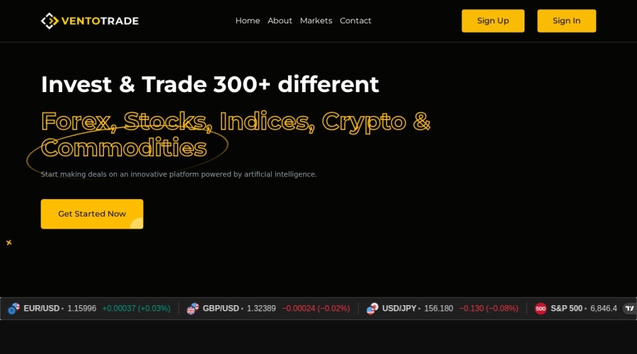 Screenshot of ventotrade.com